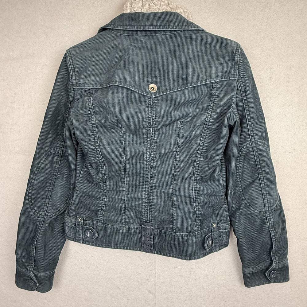 Vtg Esprit Teal Corduroy Trucker Jacket Removable Lambswool Dickey Y2K Size‎ S - Picture 14 of 16
